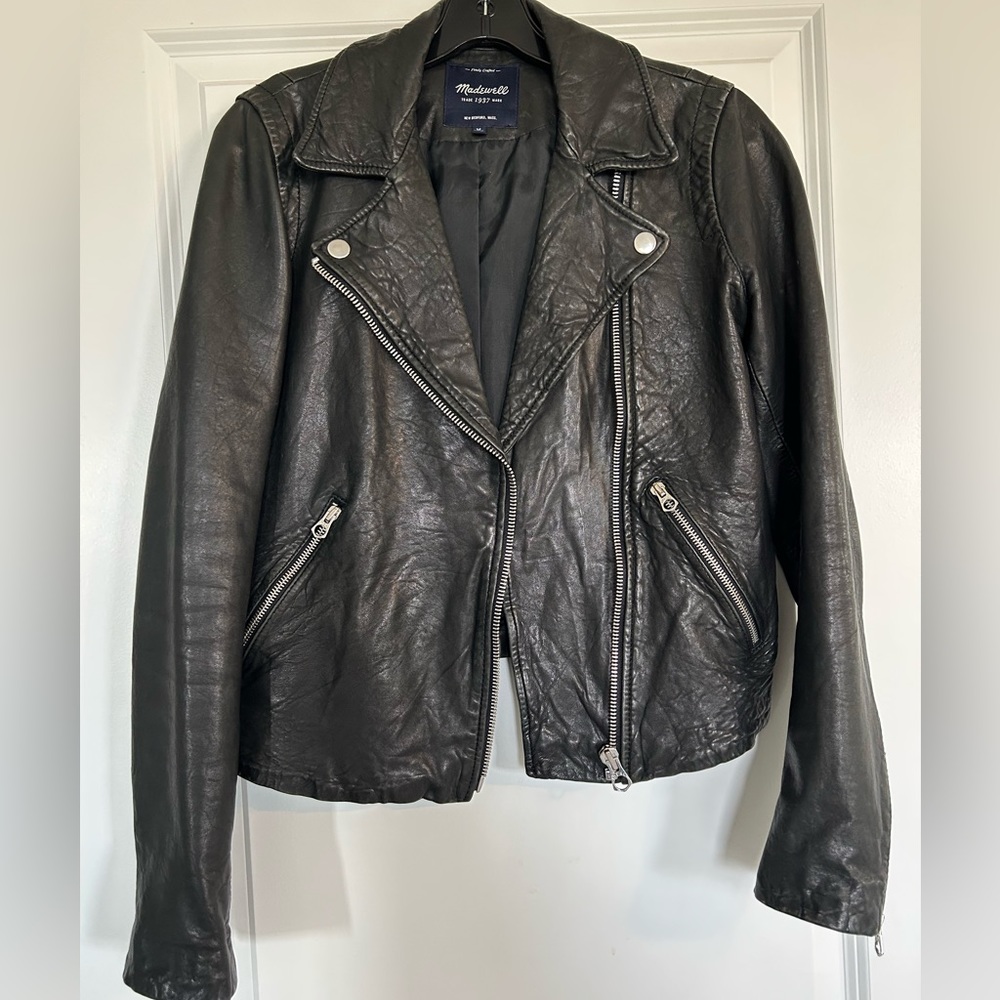 Madewell washed leather motorcycle jacket size M
